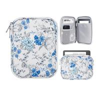 TiMOVO 6-7 Inch Tablet Sleeve for All-New Kindle Paperwhite/Colorsoft Signature Edition, Kindle E-Reader/Oasis Protective Sleeve Cover Case with Pocket, Blue Flower & White