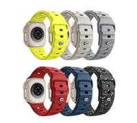 TiMOVO 6 Pack Sport Strap Compatible with Apple Watch Ultra 3/2/1 49mm 46mm 45mm 44mm 42mm for Men, Soft Silicone Replacement Strap for iWatch SE 3/2/1, Series 11 10 9 8 7 6 5 4 3 2 1