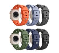 TiMOVO 6 Pack Sport Strap Compatible with Apple Watch Ultra 3/2/1 49mm 46mm 45mm 44mm 42mm for Men, Soft Silicone Replacement Strap for iWatch SE 3/2/1, Series 11 10 9 8 7 6 5 4 3 2 1