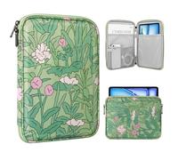 TiMOVO 9-11" Tablet Sleeve Bag for iPad 11-inch A16 2025, iPad 10.9"/10.2"| Air 11 Inch/5th/4th Gen. 10.9", Galaxy Tab A9+/A11Plus 11", Protective Bag with Pocket, Green Flower