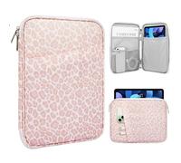 TiMOVO 9-11" Tablet Sleeve Bag for iPad 11-inch A16 2025, iPad 10.9"/10.2"| Air 11 Inch/5th/4th Gen. 10.9", Galaxy Tab A9+/A11Plus 11", Protective Bag with Pocket, Pink Leopard