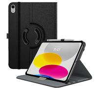 TiMOVO Case 11 Inch - Compatible with iPad A16 11th Generation (2025) & iPad 10th Generation (2022), 90° Rotating PU Leather Cover, Drop-Proof, Pencil Holder & Elastic Band, Black