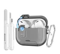 TiMOVO Case for AirPods Pro 3 (2025) with Secure Lock, Anti-Smudge, Soft TPU Transparent Cover for Apple AirPod Pro 3rd Generation with Phone Stand Function, Cleaning Kit & Keychain, Clear Black