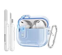 TiMOVO Case for AirPods Pro 3 (2025) with Secure Lock, Anti-Smudge, Soft TPU Transparent Cover for Apple AirPod Pro 3rd Generation with Phone Stand Function, Keychain & Cleaning Kit, Clear Blue
