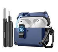 TiMOVO Case for Airpods Pro 3 (2025) with Secure Lock Clip, Automatic Pop-up Full Drop Protective Hard Cover for Apple AirPod Pro 3rd Generation with Climbing Hook & Cleaning Kit, Blue+Black