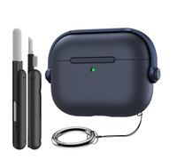 TiMOVO Case for AirPods Pro 3 (2025) with Secure Lock, Hard Shell, Shockproof, Music Headset Design Protective Cover for Apple AirPod Pro 3rd Generation with Cleaning Kit & Keychain, Navy Blue
