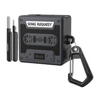 TiMOVO Case for Galaxy Buds 4 & Galaxy Buds 4 Pro (2026), Cassette Tape Design, Shock-Proof Soft Silicone Protective Cover for Samsung Buds 4 Pro with Keychain and Cleaning Kit, Black