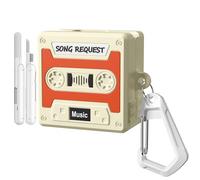 TiMOVO Case for Galaxy Buds 4 & Galaxy Buds 4 Pro (2026), Cassette Tape Design, Shock-Proof Soft Silicone Protective Cover for Samsung Buds 4 Pro with Keychain and Cleaning Kit, Beige