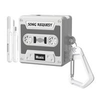 TiMOVO Case for Galaxy Buds 4 & Galaxy Buds 4 Pro (2026), Cassette Tape Design, Shock-Proof Soft Silicone Protective Cover for Samsung Buds 4 Pro with Keychain and Cleaning Kit, Grey