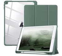 TiMOVO Case for iPad 9th Generation 2021/iPad 8th Generation 2020/iPad 7th Generation 2019 10.2 inch with Pencil Holder, Slim Protective Cover with Clear Back Shell, Auto Wake/Sleep, Midnight Green
