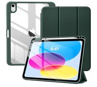 TiMOVO Case for iPad (A16) 11th Generation 11 Inch 2025, iPad 10th Generation Case 10.9 Inch 2022 with Pencil Holder,Slim Protective Cover with Clear Back Shell,Auto Wake/Sleep, Midnight Green