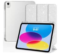 TiMOVO Case for iPad A16 11th Generation 2025 11 Inch/iPad 10th Generation 2022 10.9 Inch with Pencil Holder, Slim Stand Cover with Translucent Back, Support Touch ID, Auto Wake/Sleep, Glitter White