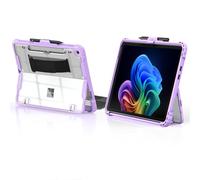 TiMOVO Case for Microsoft Surface Pro 12 Inch 2025 with Pen Holder, Rugged Clear Back Protective Cover with Removable Hand Strap, Compatible with Type Cover Keyboard, Violet