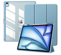 TiMOVO Case for New iPad Air 13 inch (M3/M2-2025/2024) with Pencil Holder, Slim Stand Protective Cover with Clear Transparent Back Shell for iPad Air 13 inch, Auto Wake/Sleep, Misty Blue