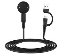 TiMOVO Charger Compatibie with Bip 6/Active 2, 2 in 1 Type C Replacement Charging Cable Cord Dock Stand for Smart Watch (3.3ft/1m)