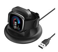TiMOVO Charger Dock Compatible with Fitbit Versa4/Versa3/Sence2/Sence/Ace LTE,Anti-Slip Charging Stand Dock with 3.3Ft USB Cable Cord,Magnetic Charging Cradle Station for Versa 4 Smartwatch-Black