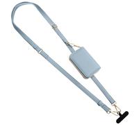 TiMOVO Clip & Go Strap Phone Lanyard, Cell Phone Tether with Leather Wallet Pouch, Universal Crossbody Lanyard Adjustable Neck Strap Compatible with Most Smartphones, Sky Blue