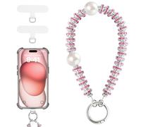 TiMOVO Detachable Pearl Wrist Strap Phone Lanyard, Pink