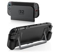 TiMOVO Dockable Case for Nintendo Switch 2 2025, TPU Grip Protective Cover Accessories with Ergonomic Design for Switch 2 Console & JoyCon, Shock-Absorption Anti-Scratch Precise Cutouts, Black