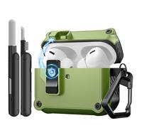 TiMOVO Hard Case for Airpods Pro 3 (2025) with Secure Lock Clip,Green+Black