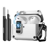 TiMOVO Hard Case for Airpods Pro 3 (2025) with Secure Lock Clip,White+Black