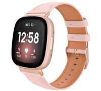 TiMOVO Leather Band Compatible with Fitbit Versa 4/Versa 3/Sense 2/1, Pink