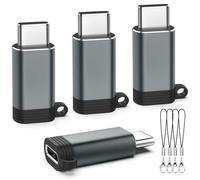 TiMOVO Lightning Female to USB C Male Adapter, 4 Pack USB C to Lightning Adapter for iPhone 15/16 Pro Max Plus, iPad Pro/Air, Support Charging/Data Transfer, Not for Audio/OTG, Grey