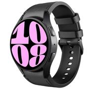 TiMOVO No Gap Leather Hybrid Silicone Strap Compatible with Samsung Galaxy Watch7 6 5 4 40/44mm, Watch 4 6 Classic 47 43 42mm, Watch 5 Pro 45mm, 20mm Quick Release Genuine Straps for Women Men, Black