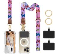 TiMOVO Phone Lanyard Crossbody Wrist Strap, Adjustable Anti-Theft Strap for All Smartphone Case, Universal Cell Phone Neck lanyard for Women and Men, Colorful Butterfly