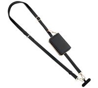 TiMOVO Phone Lanyard, Strap with Leather Wallet Pouch, Universal Crossbody Phone Lanyard Adjustable Neck Strap, Compatible with Most Smartphones, Black