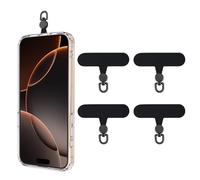 TiMOVO Phone Tether Tab Rotatable 360°, 4 Pack Cell Phone Lanyard Patch for Phone Strap, Anti-theft Phone Tether Tab for iPhone 16, 15 & Most Smartphones, Black