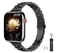 TiMOVO Slim Watch Band Compatible with Apple Watch Band 41mm 40mm 38mm, Premium Stainless Steel Adjustable Wristband for Women, Suitable for Series 9/8/7/6/5/4/3/2/1/SE 38/40/41mm, Black