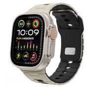 TiMOVO Sport Band Compatible With Apple Watch Band 49mm 46mm 45mm 44mm 42mm for Women Men, Soft Silicone Replacement Strap for iWatch Ultra 2/Ultra/Series 10/9/8/7/6/5/4/3/2/1/SE 2/SE, Beige & Black