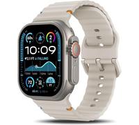 TiMOVO Sport Starp Compatible With Apple Watch Band 49mm 46/45/44/42mm for Women Men, Soft Silicone Waterproof Replacement Strap for iWatch Ultra 2/Ultra/Series 10/9/8/7/6/5/4/3/2/1/SE 2/SE, Starlight