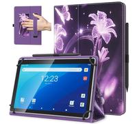 TiMOVO Universal Case for 10.1 Inch Android Tablet, Flowers on Purple