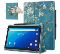 TiMOVO Universal Case for 10.1 Inch Android Tablet with Pen Loop, Lightweight Folding Stand Cover with Hand Strap for All 9"-11" Touchscreen Tablet, Apricot Blossom