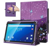 TiMOVO Universal Case for 10.1 Inch Android Tablet with Pen Loop, Lightweight Folding Stand Cover with Hand Strap for All 9.6"-11" Touchscreen Tablet, Butterfly & Starry Sky