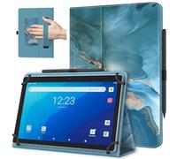 TiMOVO Universal Case for 10.1 Inch Android Tablet with Pen Loop, Lightweight Folding Stand Cover with Hand Strap for All 9.6"-11" Touchscreen Tablet, Cloud Peacock Blue