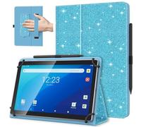 TiMOVO Universal Case for 10.1 Inch Android Tablet with Pen Loop, Lightweight Folding Stand Cover with Hand Strap for All 9.6"-11" Touchscreen Tablet, Glitter Sky Blue