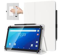 TiMOVO Universal Case for 10.1 Inch Android Tablet with Pen Loop, Lightweight Folding Stand Cover with Hand Strap for All 9.6"-11" Touchscreen Tablet, Ivory White