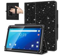 TiMOVO Universal Case for 10.1 Inch Android Tablet with Pen Loop, Lightweight Folding Stand Cover with Hand Strap for All 9.6"-11" Touchscreen Tablet, Glitter Black
