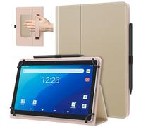 TiMOVO Universal Case for 10.1 Inch Android Tablet with Pen Loop, Lightweight Folding Stand Cover with Hand Strap for All 9.6"-11" Touchscreen Tablet, Champagne Gold