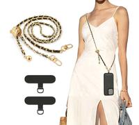 TiMOVO Universal Phone Lanyard, Metal Cell Phone Chain Anti-Theft Crossbody Strap for iPhone and Most Smartphones, Adjustable Cell-phone Neck Holder for Women, Gold+Black