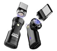 TiMOVO USB C Magnetic Adapter, (2 Pack) PD 240W Charging, Data Transfer, Right Angle C to C Adapter Extender for iPad/iPhone, Black