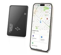 TiMOVO Wallet Tracker Card for Apple Find My, (iOS Only) Wireless Charging Rechargeable Wallet Finder for Purse Luggage Tag, Passports, IP68 Waterproof Bluetooth Item Locator Tracker - Black