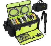 Timoxi Large DJ Bag Built-in Sturdy Support Board, DJ cable bag with 9 Detachable Divider & Padded Shoulder Strap, gig bag for Professional DJ Gear, Musical Instrument and Accessories