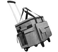 Timoxi Rolling Teacher Bag with Wheels, Teacher Rolling Cart, Rolling Briefcase with Accordion Organizer and 15.6" Laptop, Grey, 15.7" ×11"×13", Rolling Teacher Bag