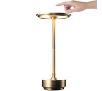 Timpfee Cordless Metallic Table Lamp, I-Shaped Dimmable Rechargeable Waterproof Desk Light, Touching Control LED Decorative Lights for Restaurant Clear Bar Decoration, Gold