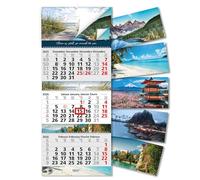 Timr 3-Month Calendar 2026 Pictures - Wall Calendar 3 Months with Slider for Hanging - Picture Calendar 6 Designs to Change - 81 cm - Multilingual D GB F E - tr336