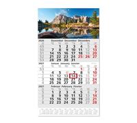 Timr 3 month calendar 2027 Bergmeer - tr461 | Wall calendar 53 cm, annual overview, date slider, motif, 6 languages (DE, EN, FR, IT, ES, NL), for office.